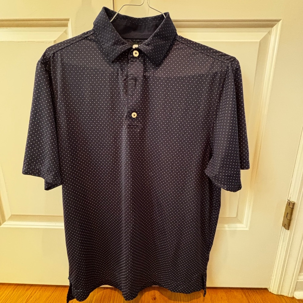 Men's Navy Polka Dot Footjoy Polo